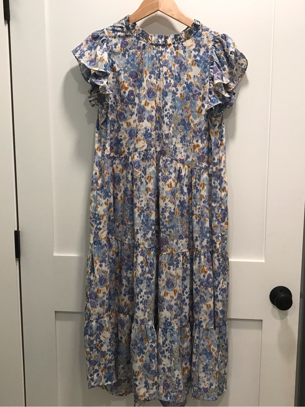 Pinch Blue, Cream and Brown Floral Blouse
